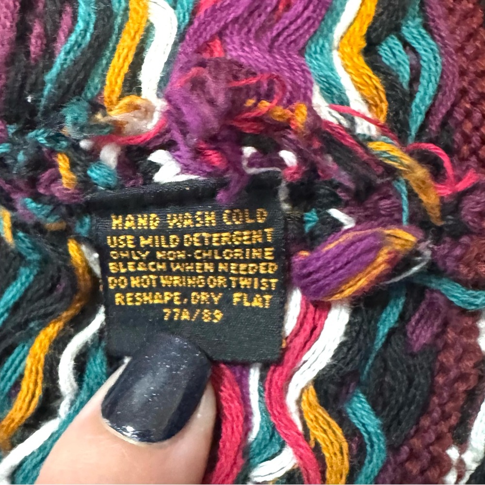 Vintage Eddie Bauer Women's Multicolor Tribal Knit Cardigan 100% Cotton Size L - Picture 7 of 11